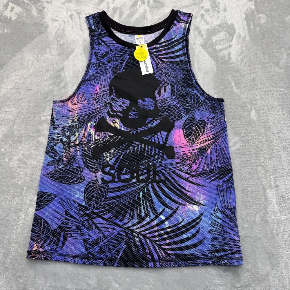 New SoulCycle Tank Top Men M Purple Mesh w/ Skull Performance Gym Activewear